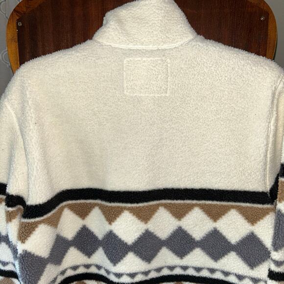 Mutual Weave Mens Ivory southwestern Fleece 1/4 Zip Pullover Sweatshirt Small - Picture 9 of 10